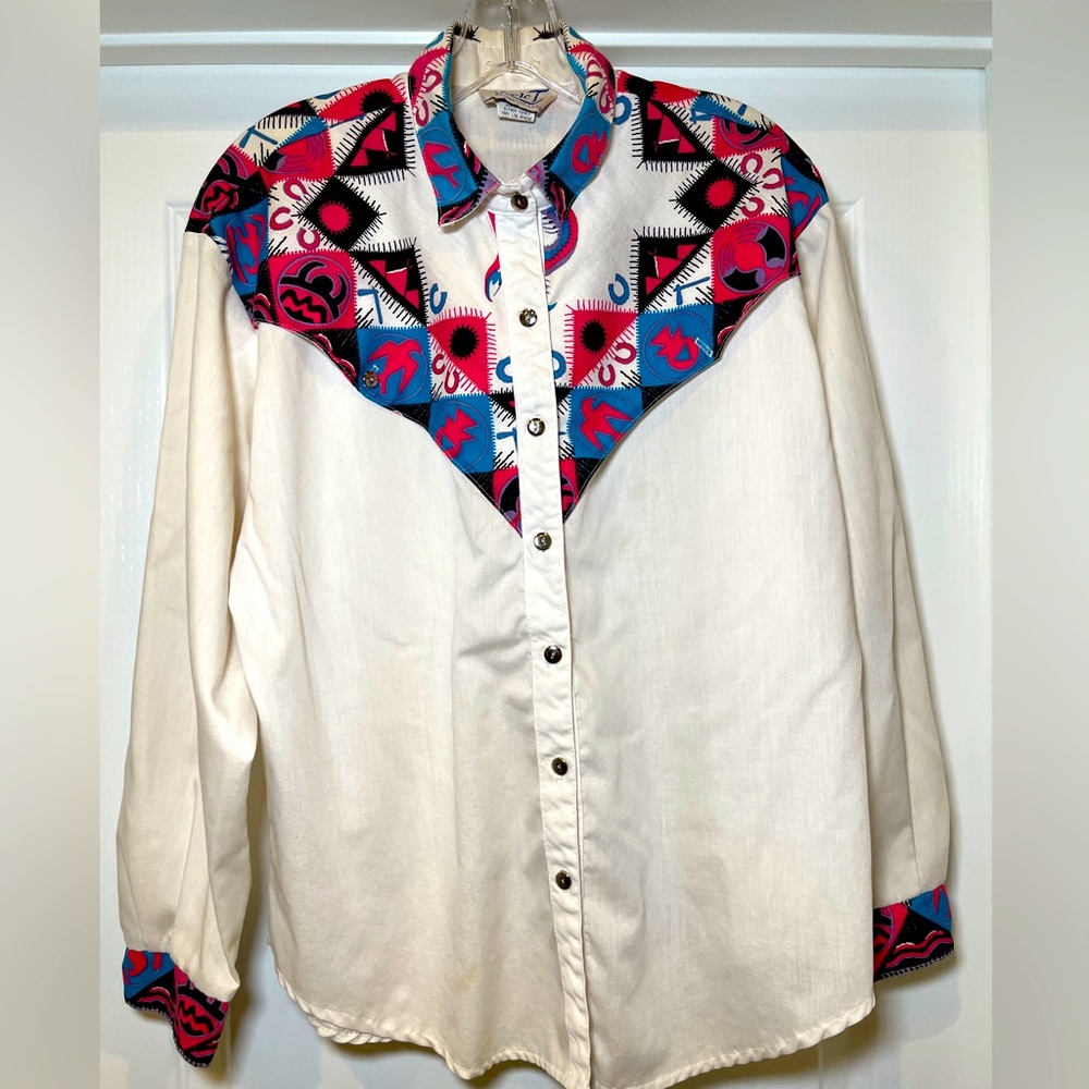 Vintage Circle T by Marilyn Lenox Full Button Western Shirt.
